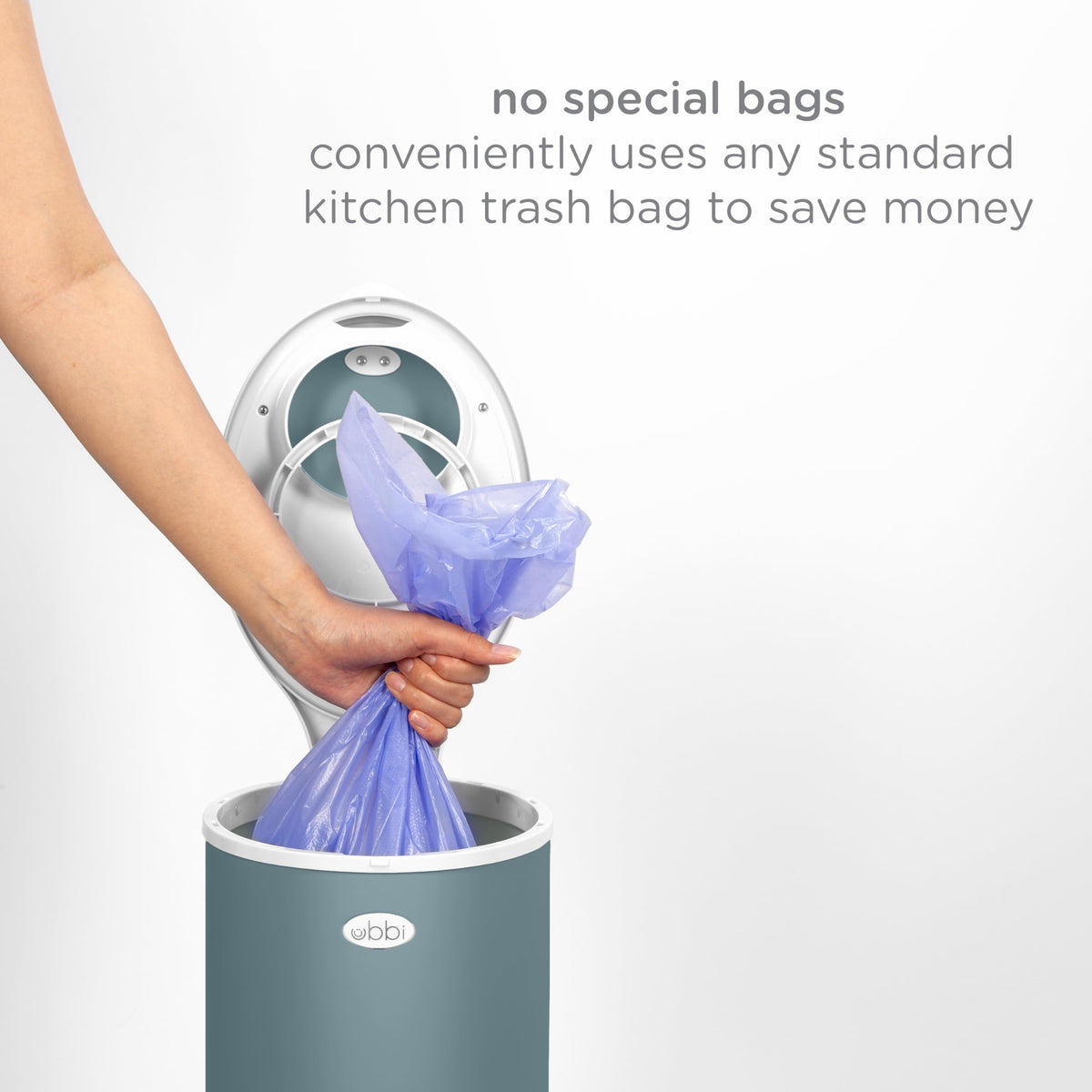Ubbi Stainless Steel Diaper Pail, No Special Bags, Odor-Locking, White