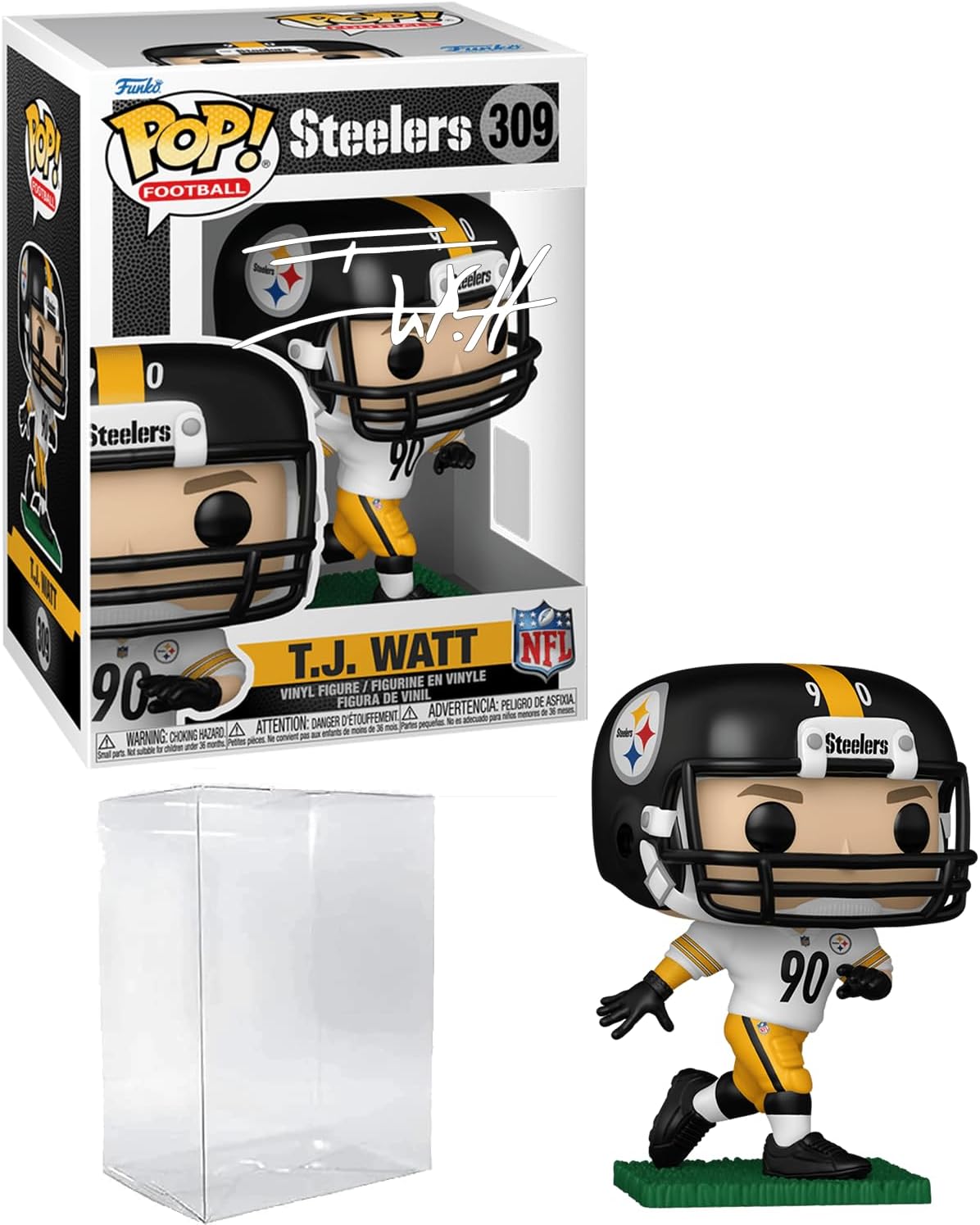TJ Watt #309 Funko POP! Figurine, Pittsburgh Steelers, Facsimile Signed