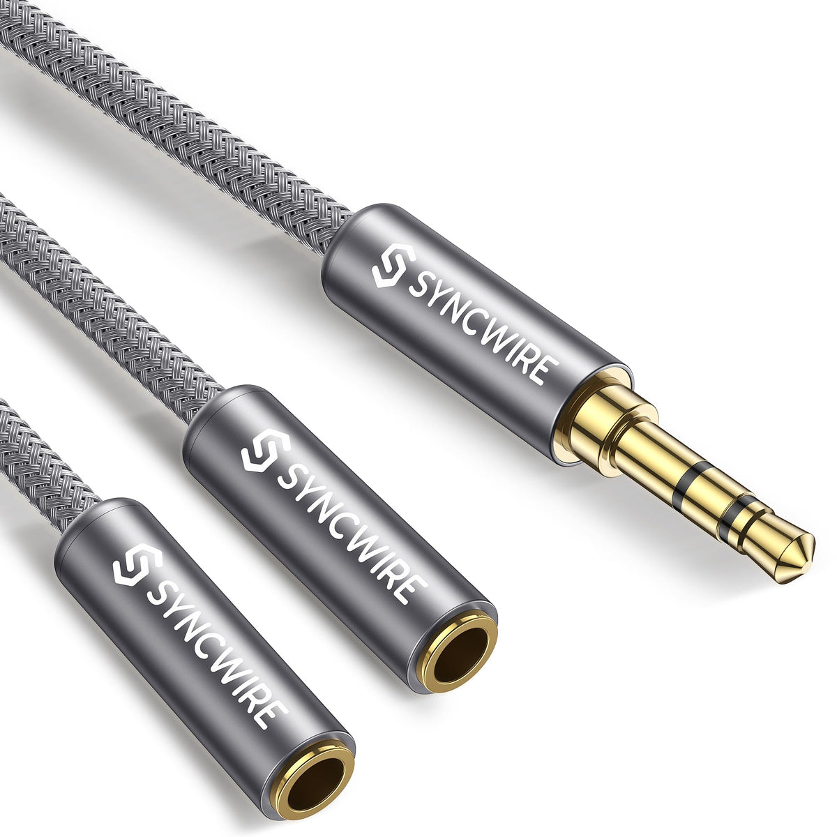 SYNCWIRE Headphone Splitter, 3.5mm Male to 2 Female Y Cable, Gold