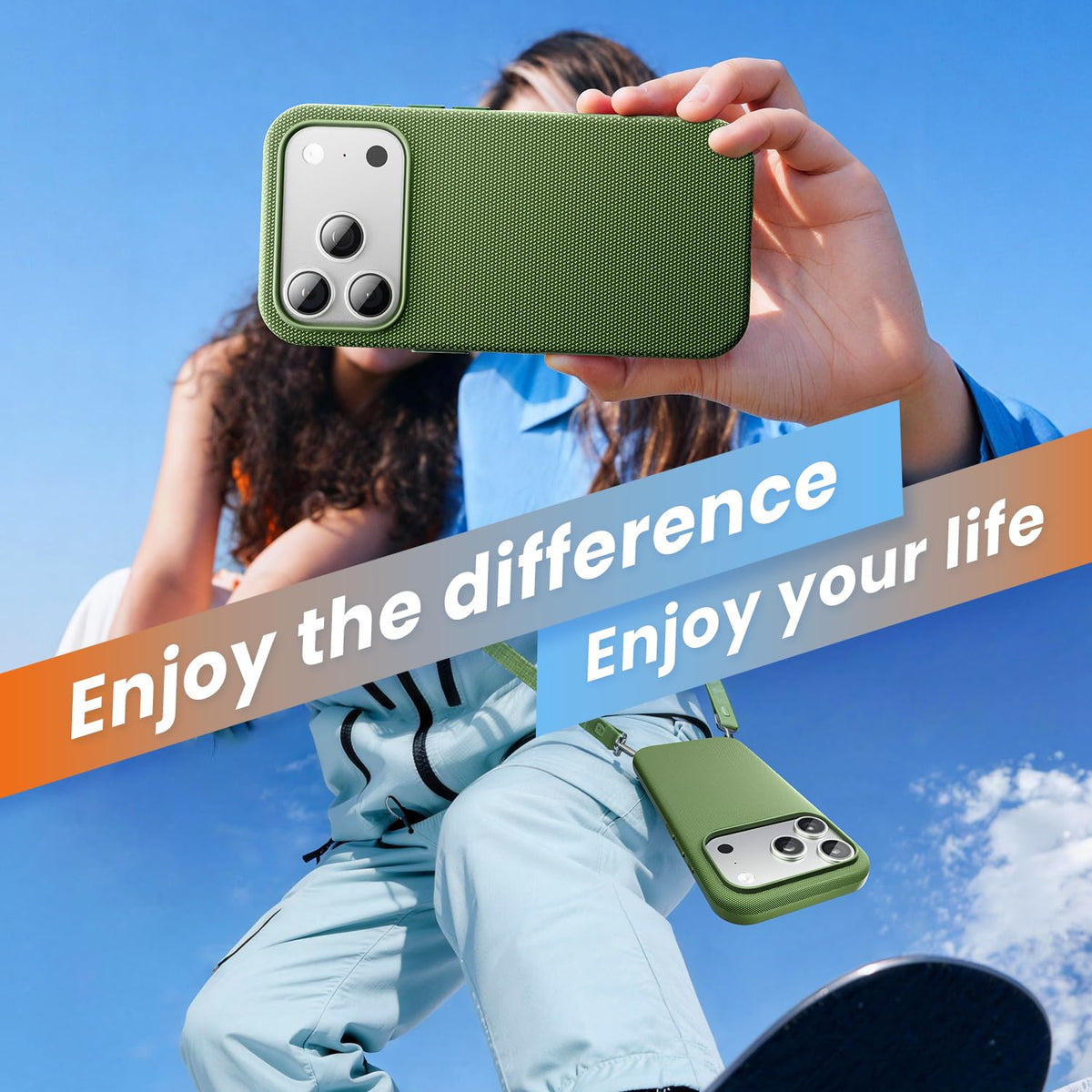 Mkeke for iPhone 17 Pro Max Case Techwoven Green, [Compatible with MagSafe] [Camera Control Cover] [Premium Tech Woven Fabric] [Drop Protection] Shockproof Skin-Friendly