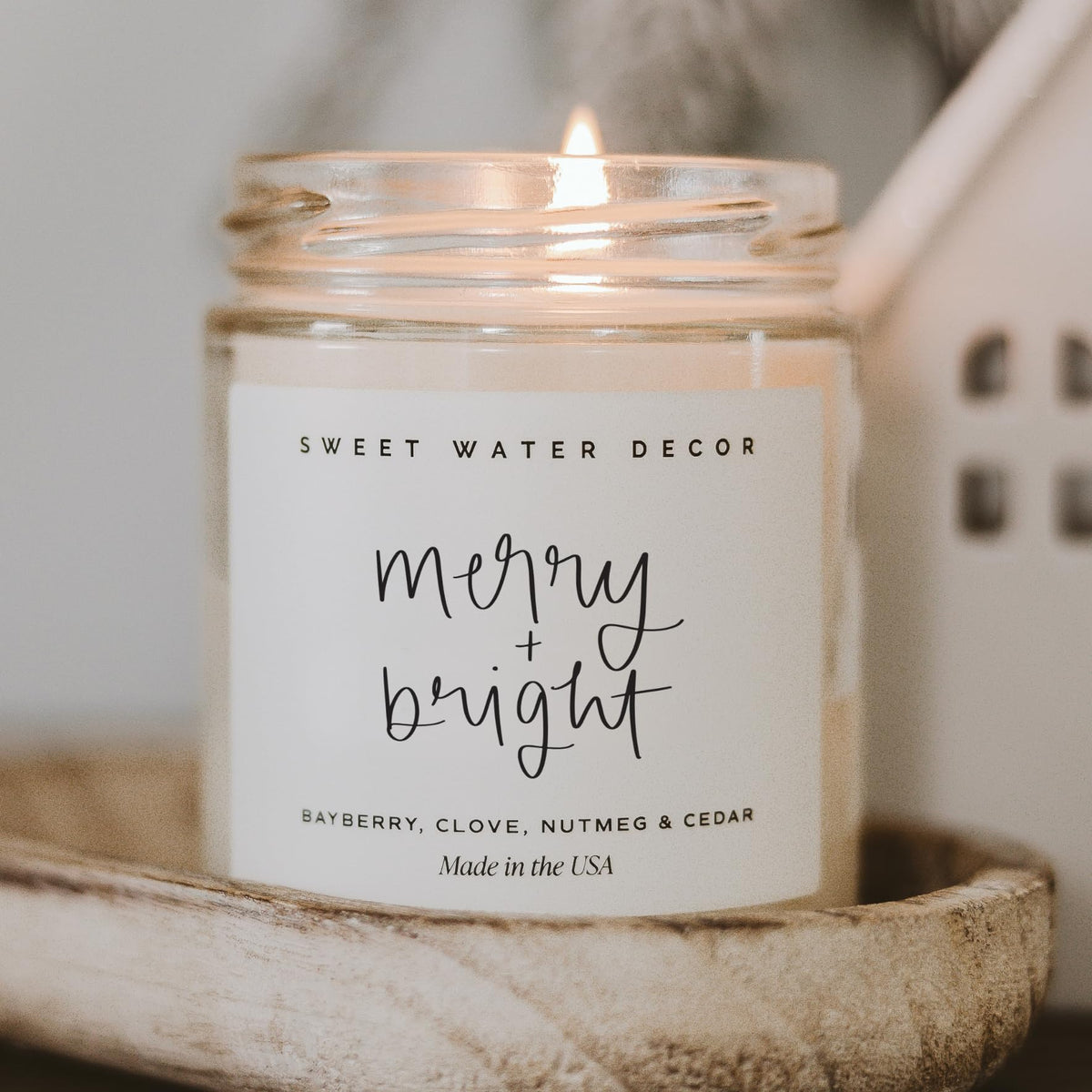 Sweet Water Decor Christmas Candle Gift, Holiday Scented 9oz Clear Jar