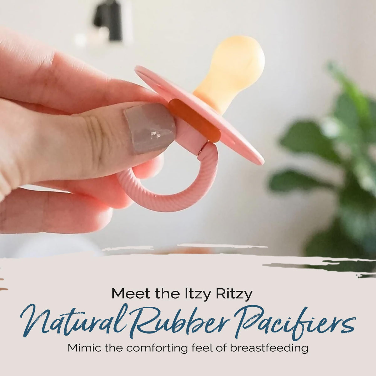 Itzy Ritzy Natural Rubber Pacifiers for 0–6 Mos, Set of 2, Blossom/Rosewood