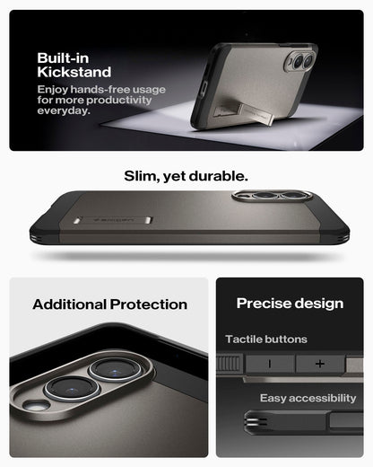 Spigen for Galaxy S26 Case, Tough Armor MagFit [Kickstand] [Compatible with MagSafe] [Military-Grade Protection] - Black