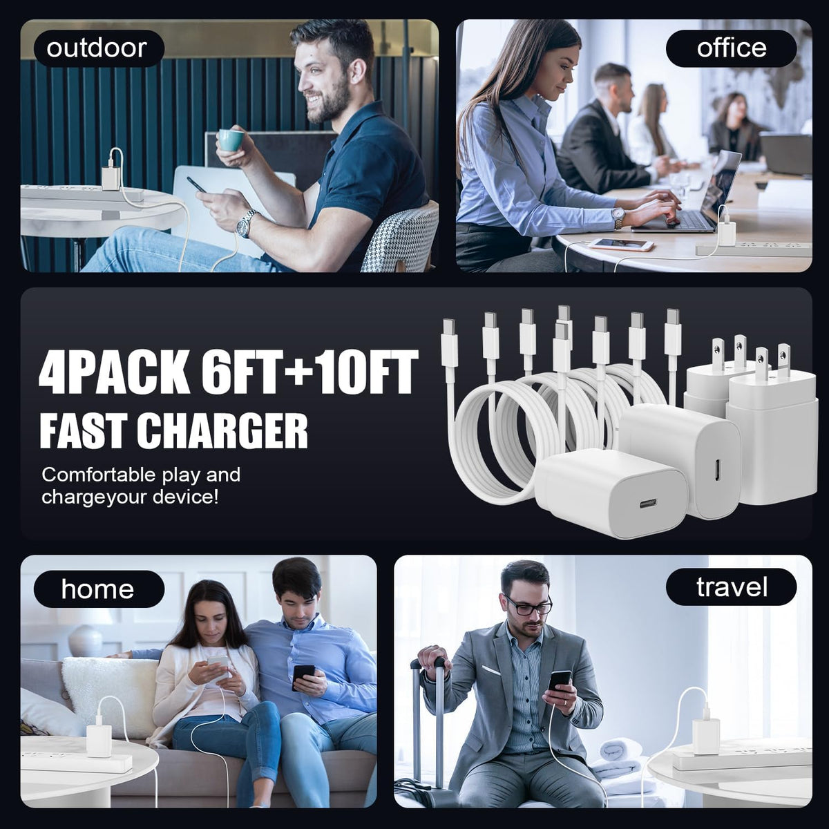 Type C Charger Fast Charging,4Pack 25W Super USB C Fast Charger Block