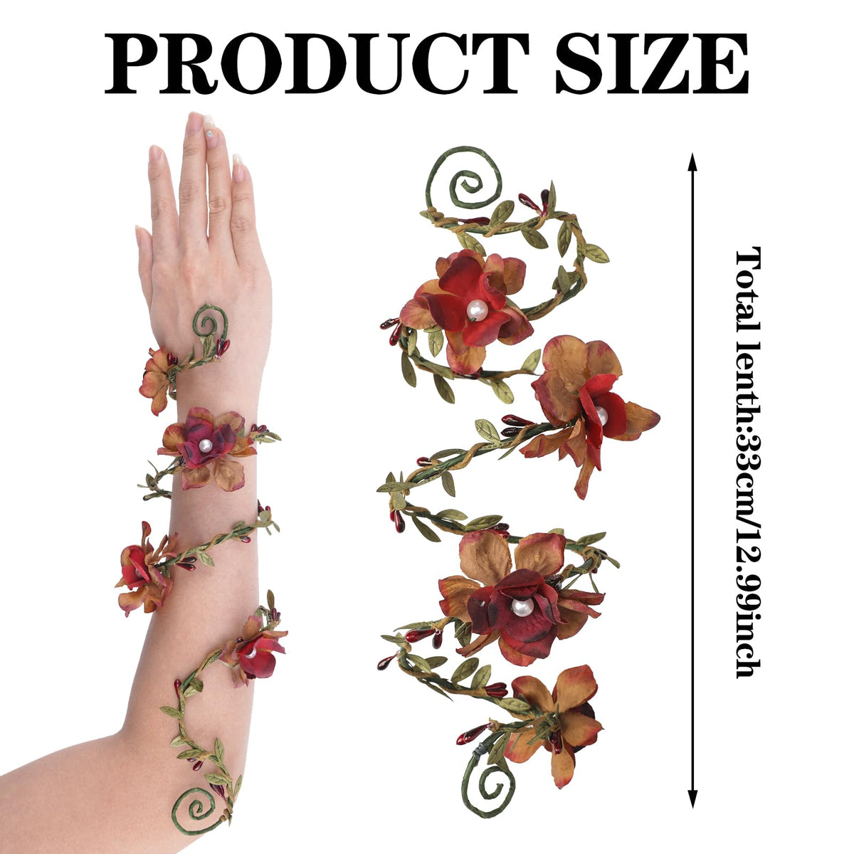 FRESHME Renaissance Fairy Floral Arm Wrap - 1 PC Elf Bracelet Forest Mother Nature Costume Renfaire Cosplay Fairy Accessories