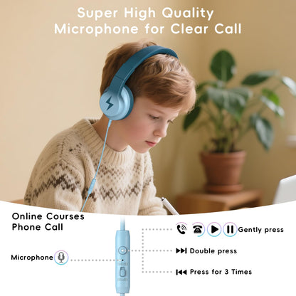 Candy Bila Wired Kids Headphones for School, Over-Ear for Boys Girls