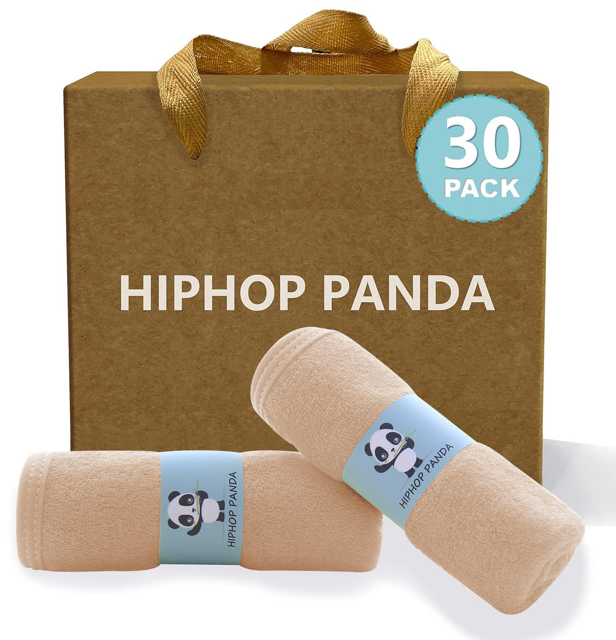 HIPHOP PANDA Soft Baby Washcloths, 2-Layer, 30 Pack Newborn Gift Set