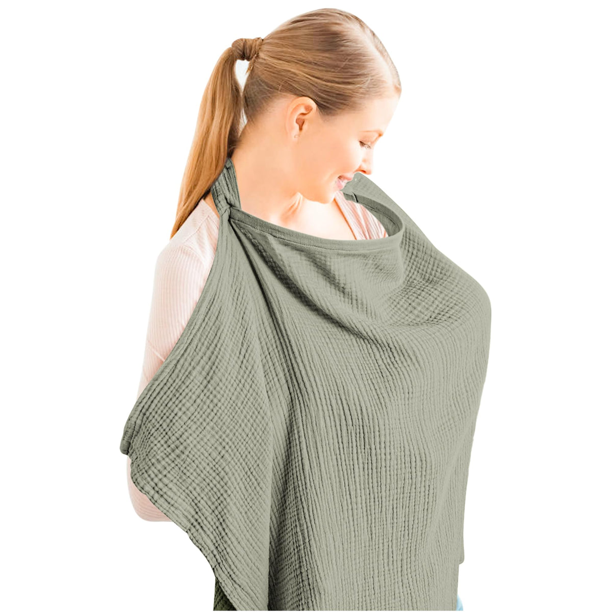 Konssy Muslin Nursing Cover Up for Breastfeeding with Rigid Hoop