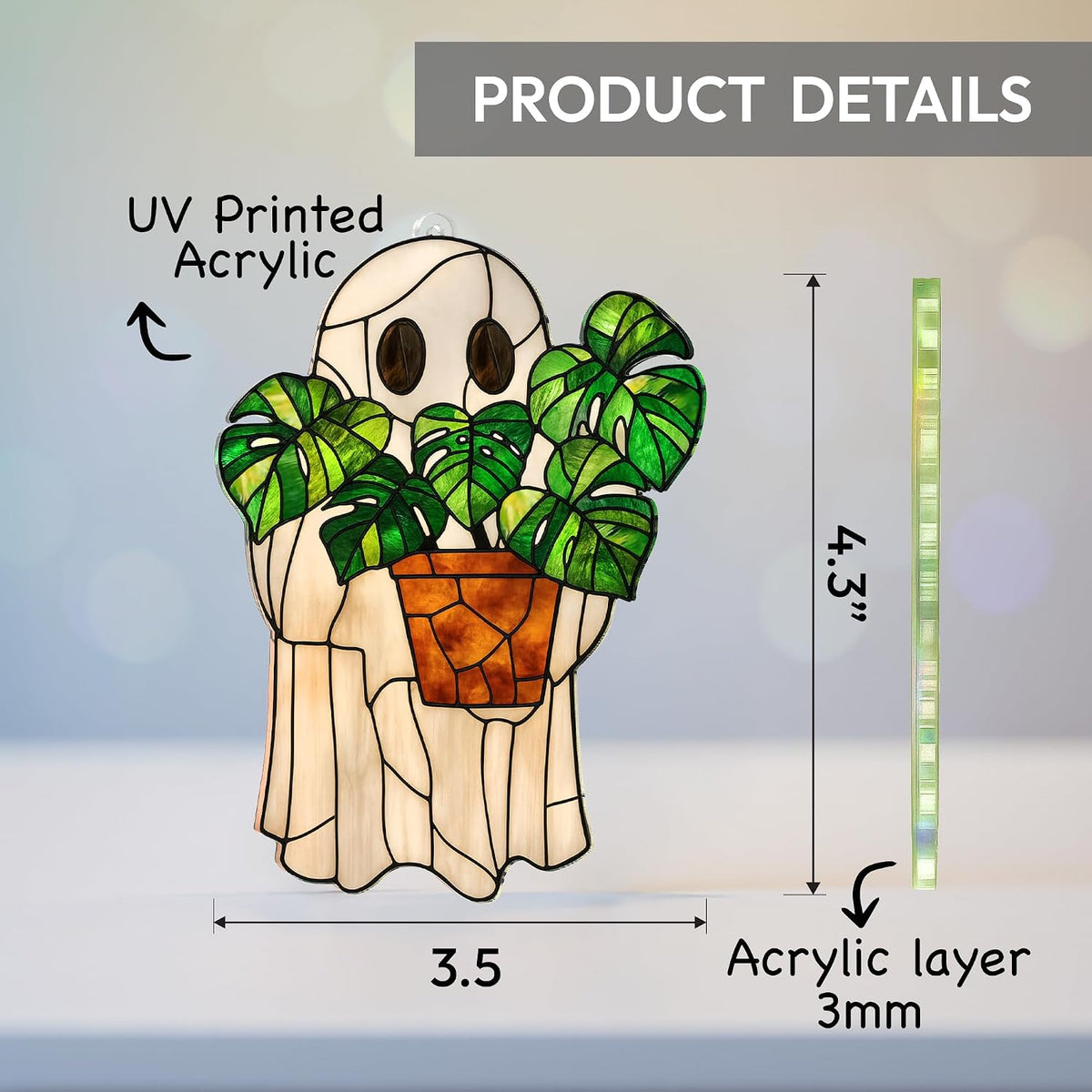 Halloween Plant Gifts, Stained Glass Window Hanging, Gothic Spooky Decor