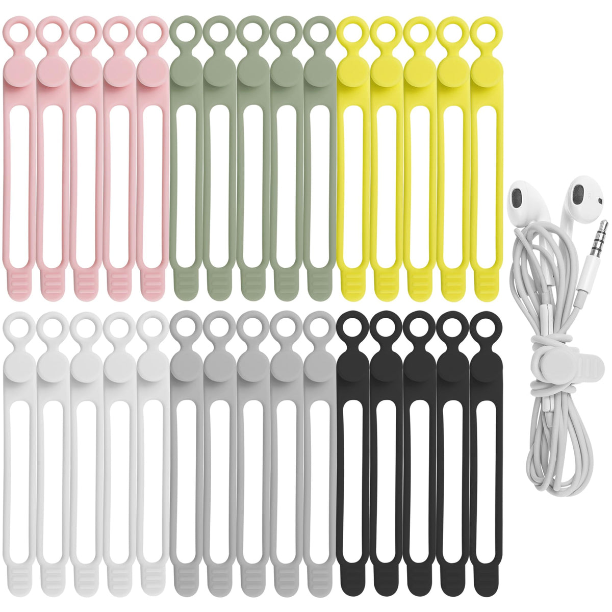 Silicone Cable Ties, Cord Organizer Cable Management,2Sizes-Grey