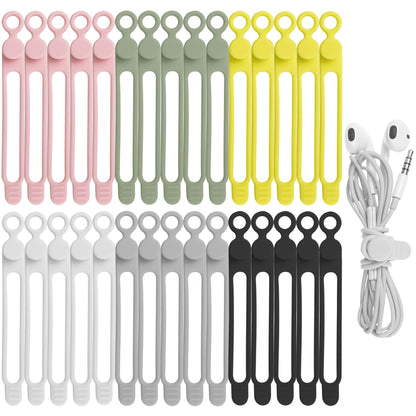 Silicone Cable Ties, Cord Organizer Cable Management,2Sizes-Grey