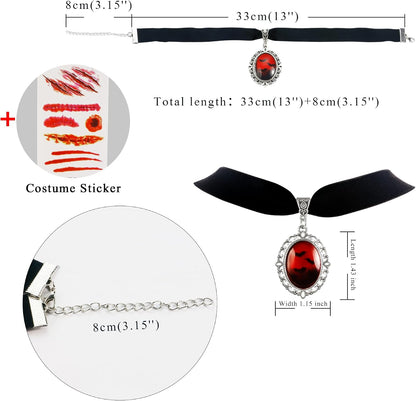 Halloween Heart Necklace for Women Vampire Raven Choker Necklace