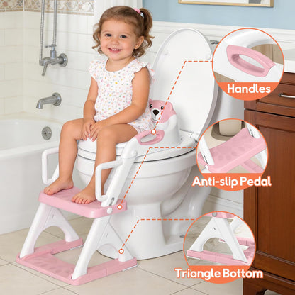 Potty Training Toilet for Toddlers, 2-in-1 Potty Training seat, Anti-Slip (Chocolate, Bear)