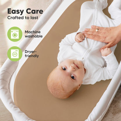 2pk Organic Baby Bassinet Sheets Boys, Girls, Fitted Sheet (Soft White)