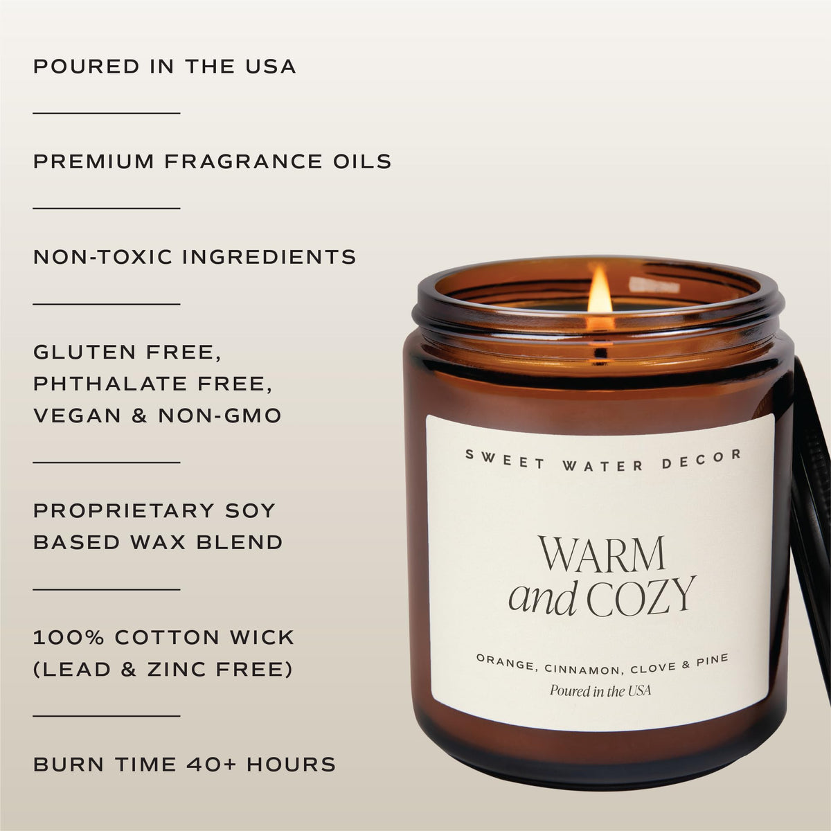 Sweet Water Decor Fraser Fir Candle, 9oz Amber Glass Jar, Winter Scent