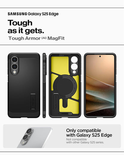 Spigen for Galaxy S26 Case, Tough Armor MagFit [Kickstand] [Compatible with MagSafe] [Military-Grade Protection] - Black