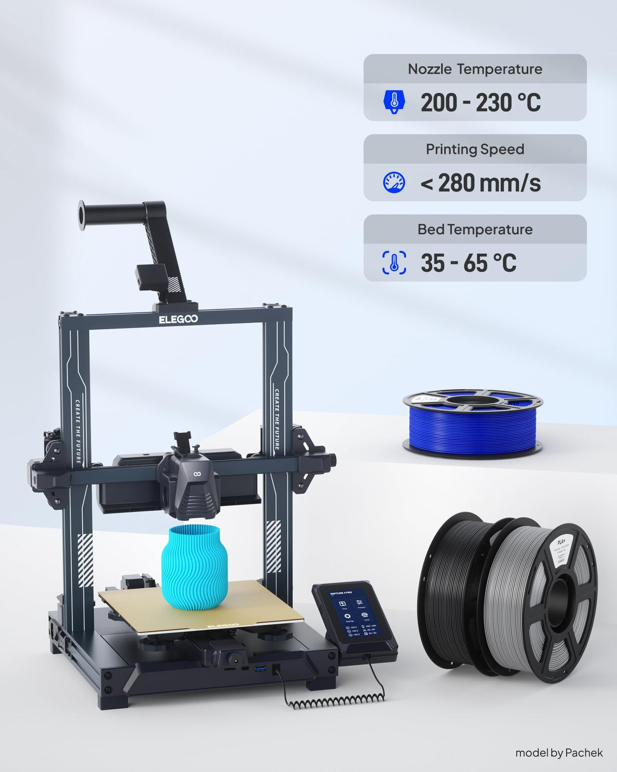 ELEGOO PLA+ 3D Printer Filament 1.75mm White 1KG