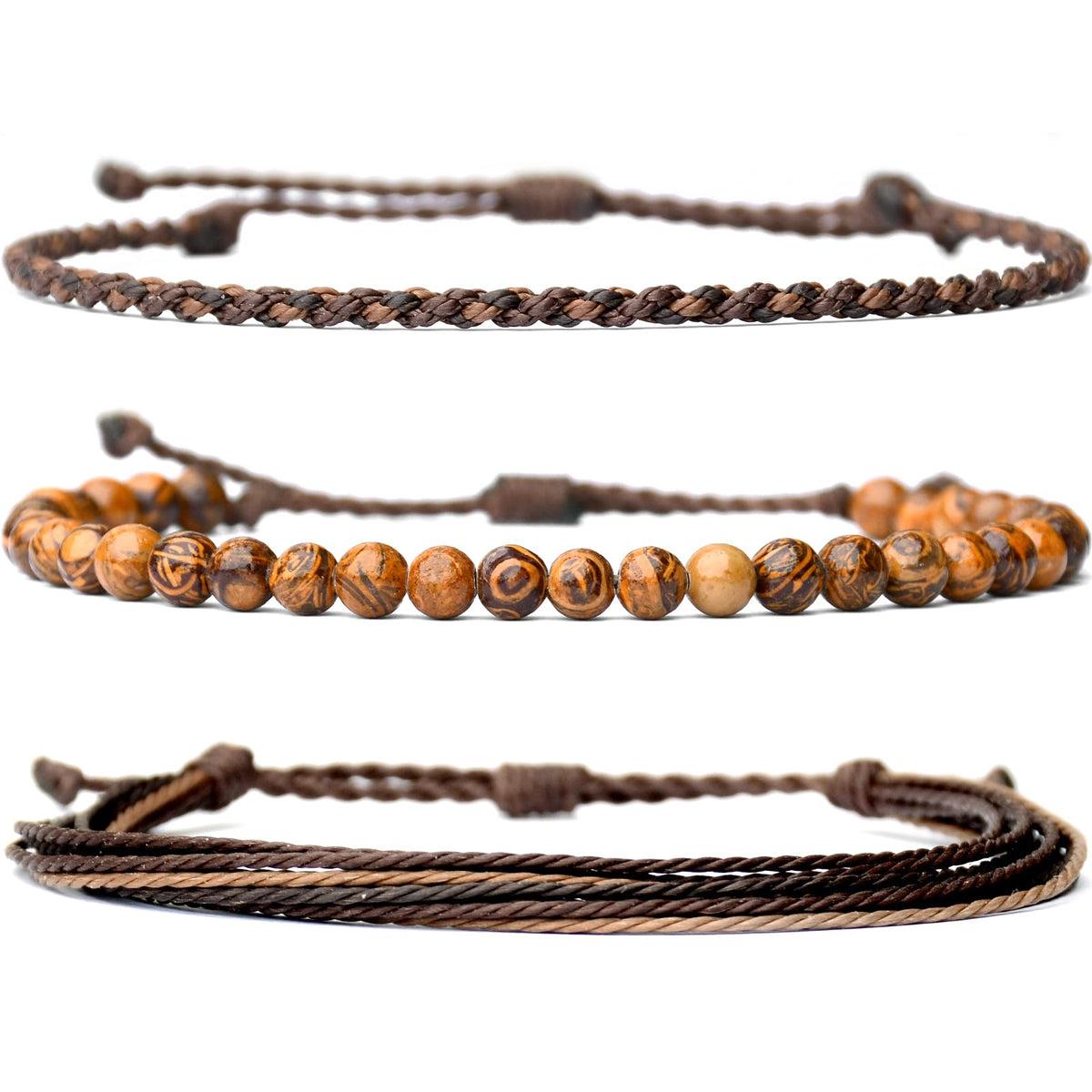 Mezcla Vida Handmade Natural Stone Beaded Healing Bracelet Gift for Men Adjustable Rope String Bracelet