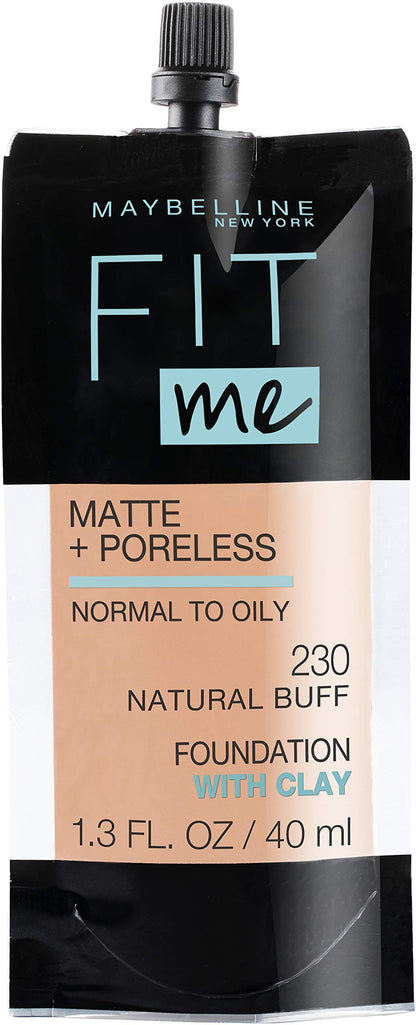 Maybelline Fit Me Matte + Poreless Liquid Oil-Free Foundation Makeup, Sun Beige, 1 Count (Packaging May Vary)