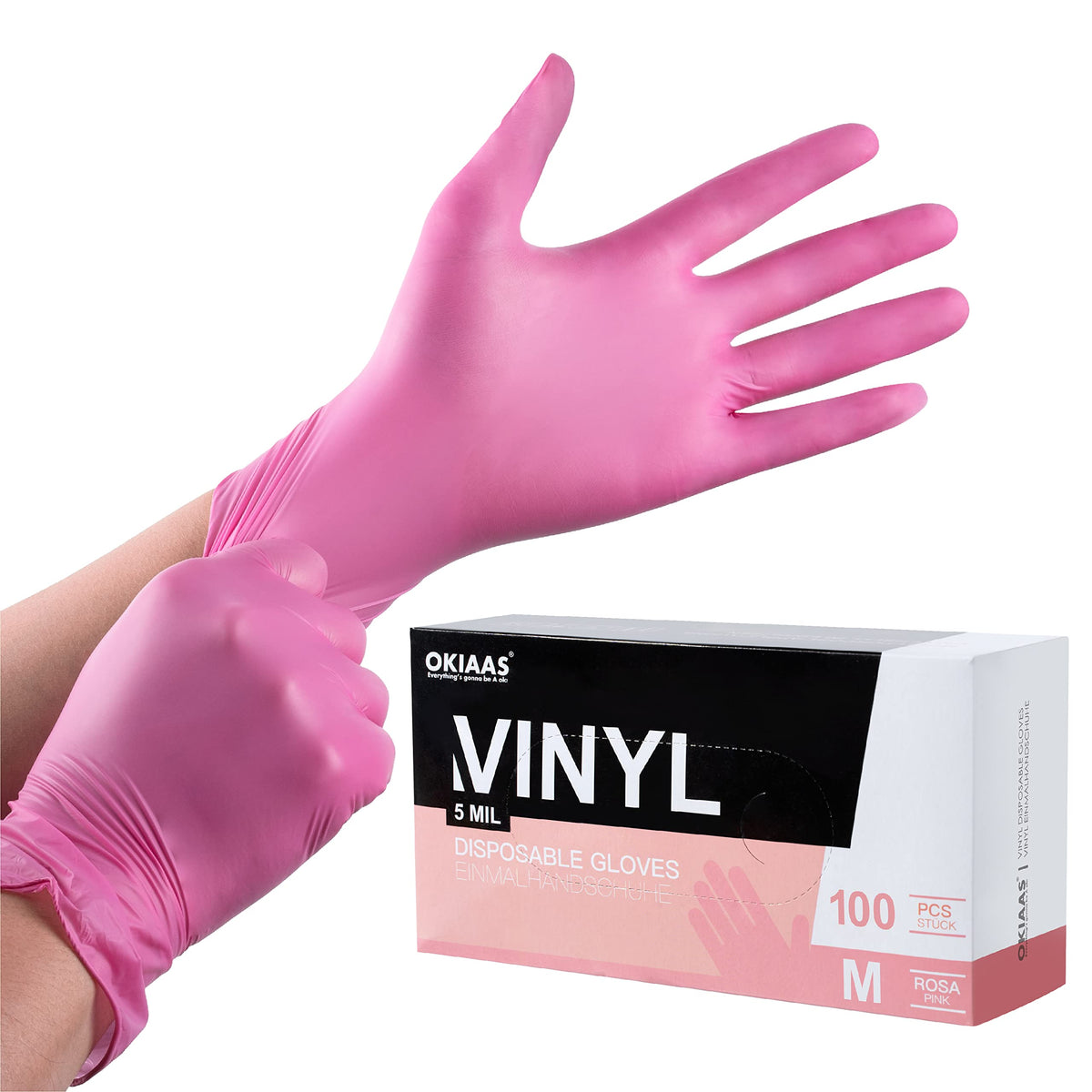 OKIAAS Vinyl Disposable Gloves, Latex-Free, Powder Free, Food Grade