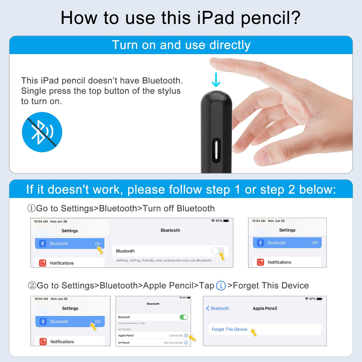 DIGIROOT iPad Pencil for 2018-2026, Plam Rejection Stylus Pen for iPad