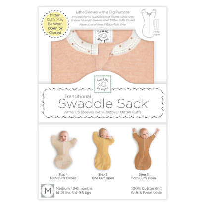 SwaddleDesigns Transitional Swaddle Sack, Cotton, Heathered Gray, 6-9mo