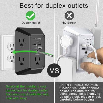 Surge Protector, QINLIANF 5 Outlet Extender with 4 USB Ports(2USB-C)