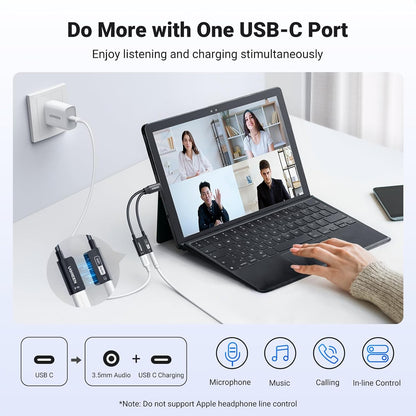 UGREEN Magnetic 2 in 1 USB C to 3.5mm Audio Adapter and Charger, Black
