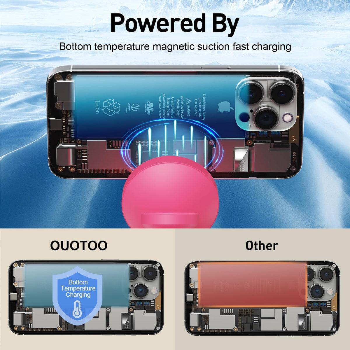 【Adjustable Blue Ambient Light】 Wireless Charger 3 in 1 for iPhone, Magnetic Charging Station for Apple Family,15W Fast MagSafe Charger Stand,for iPhone17-12-iWatch AirPods Series