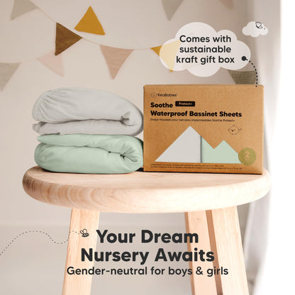 2pk Organic Baby Bassinet Sheets Boys, Girls, Fitted Sheet (Soft White)