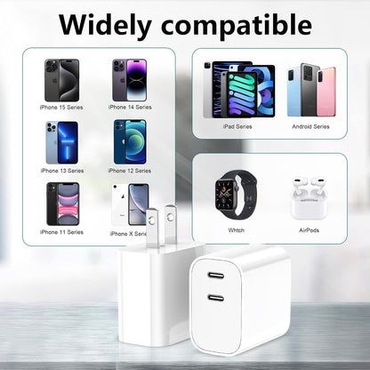 USB C Charger Block 3 Pack, Dual Port 20W Fast Wall Plug