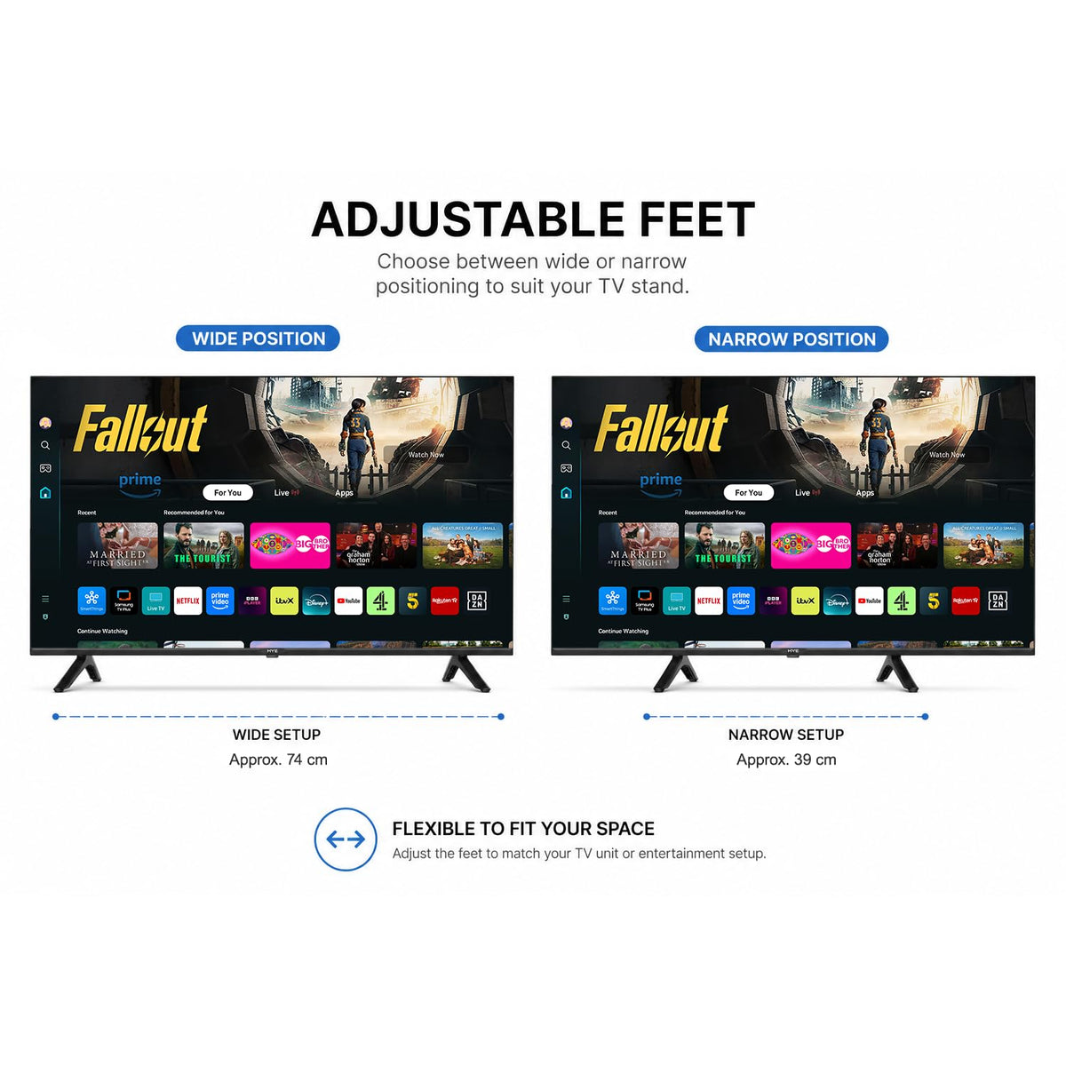 HYE 43" LED Smart TV - 4K Ultra HD, Samsung Tizen OS & Gaming Hub, Black