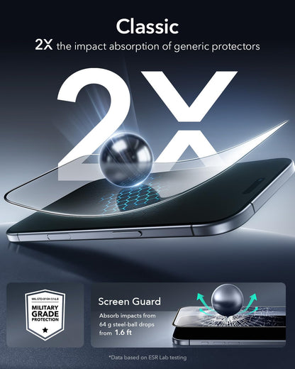 ESR 3 Pack for iPhone 17/iPhone 16 Pro Screen Protector, Align Frame