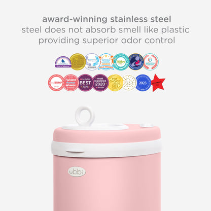 Ubbi Stainless Steel Diaper Pail, No Special Bags, Odor-Locking, White
