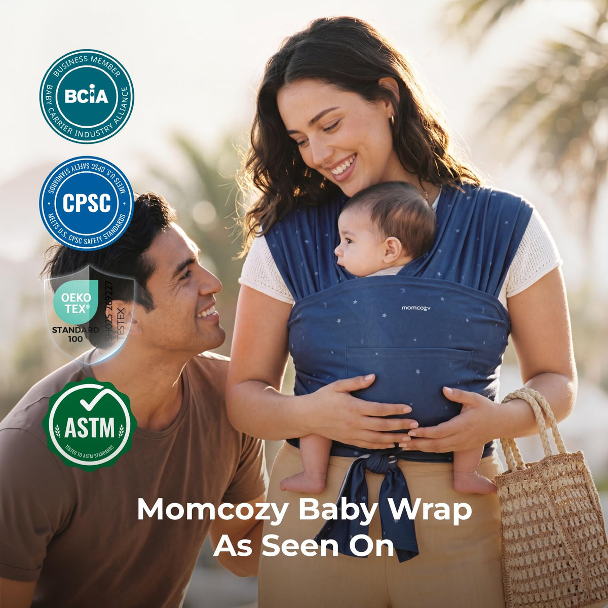 Momcozy Baby Wrap Carrier, Easy-On 2-Piece Design, Newborn to 33 lb
