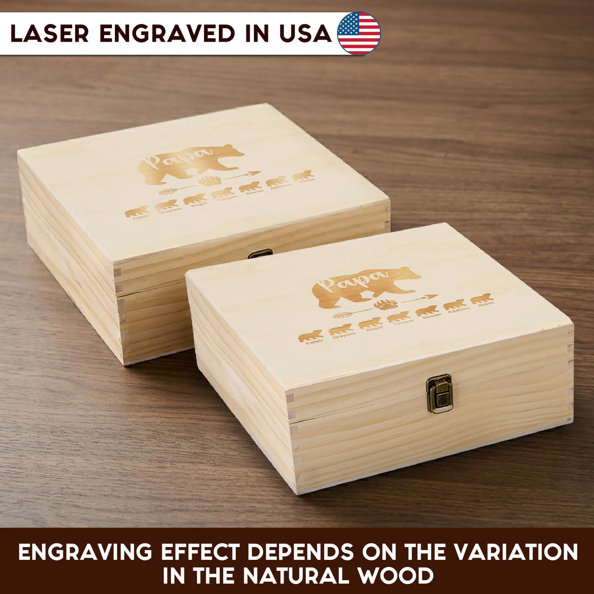 Personalized Wooden Keepsake Box, Custom Engraved Memory Box with Lid