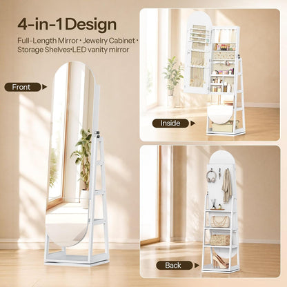 HOOBRO 360° Swivel Jewelry Cabinet Standing, Lockable Jewelry Organizer