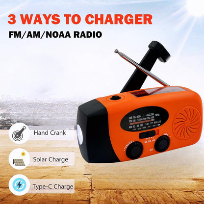 2000mAh Wind Up Solar Radio, Emergency Weather Radio,FM/AM Hand Crank Radio