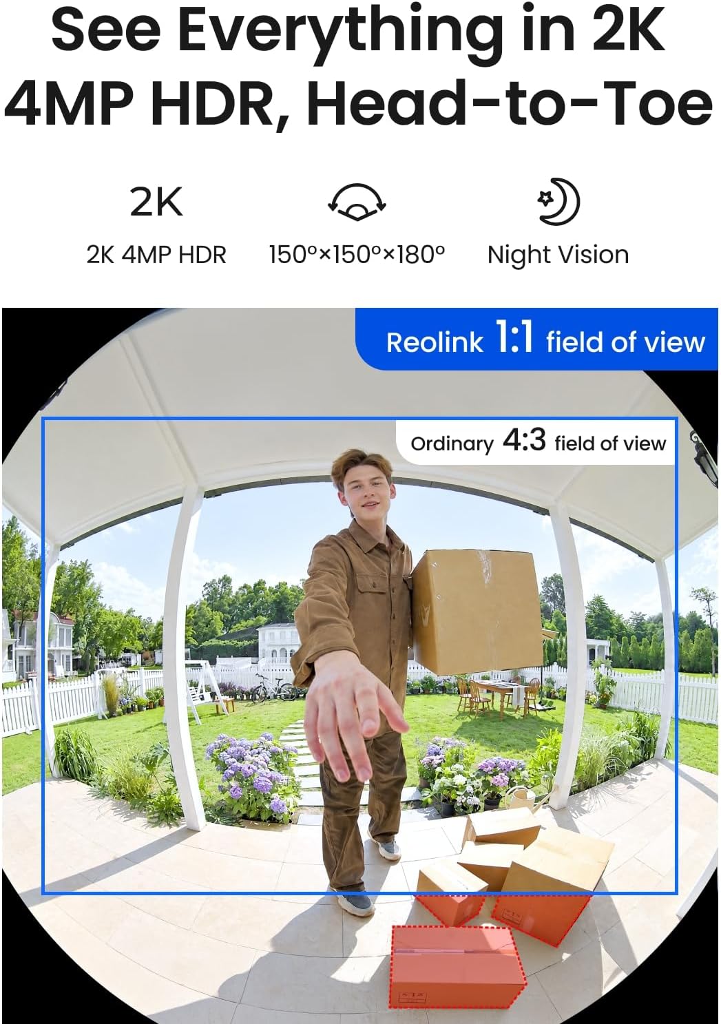 REOLINK Battery Video Doorbell (2nd Gen) 2K Wireless Camera White Version