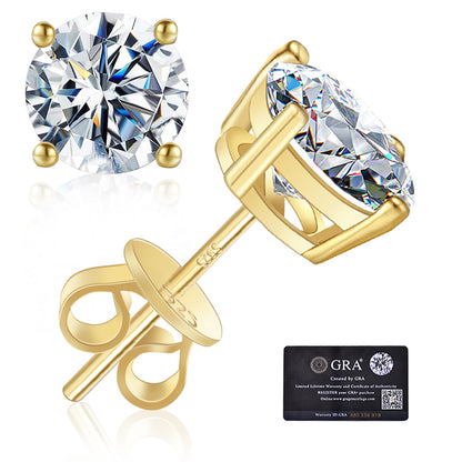 Moissanite Stud Earrings GRA 925 Sterling Silver Earrings for Men