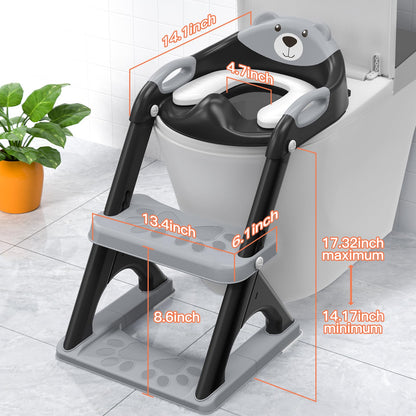 Potty Training Toilet for Toddlers, 2-in-1 Potty Training seat, Anti-Slip (Chocolate, Bear)