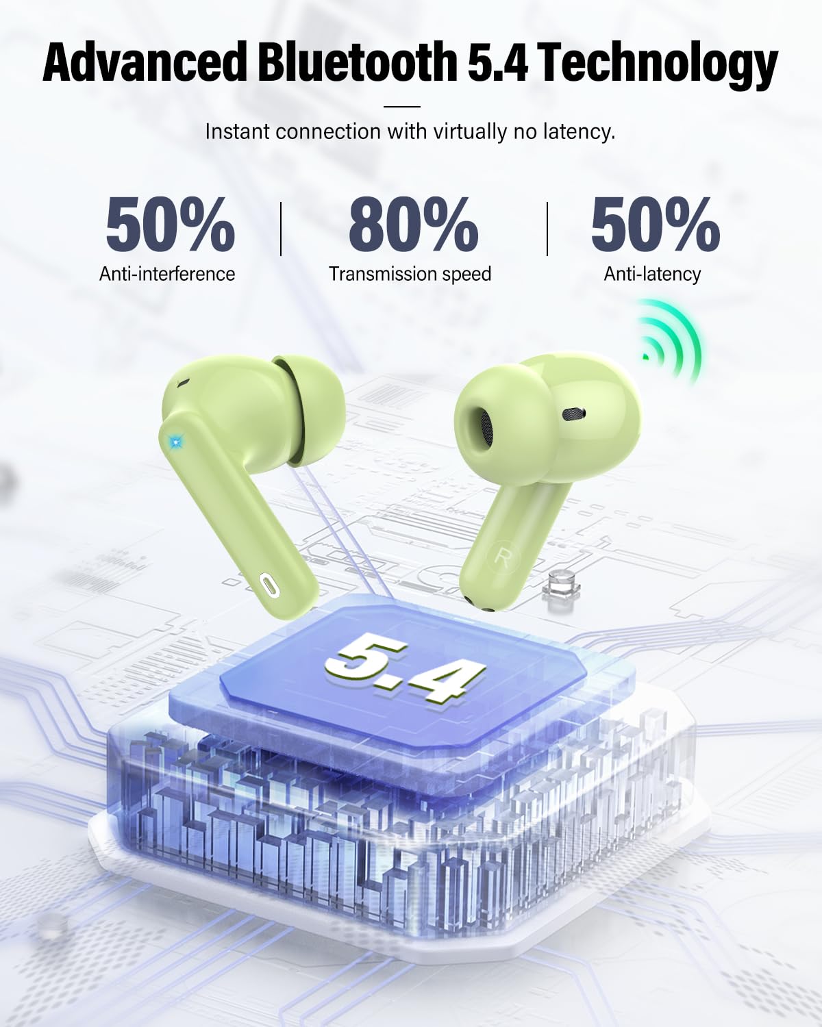 Wireless Earbuds, Bluetooth 5.4 Headphones Bass Stereo/Clear Call,Rose Gold