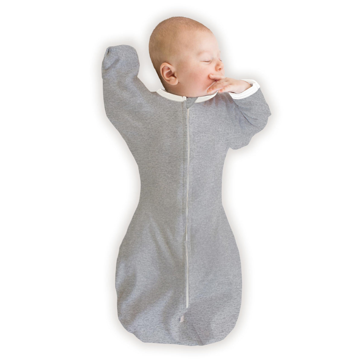SwaddleDesigns Transitional Swaddle Sack, Cotton, Heathered Gray, 6-9mo