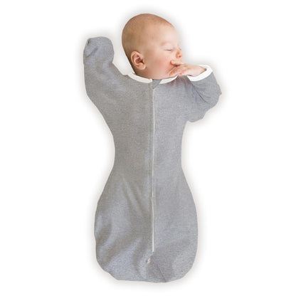 SwaddleDesigns Transitional Swaddle Sack, Cotton, Heathered Gray, 6-9mo