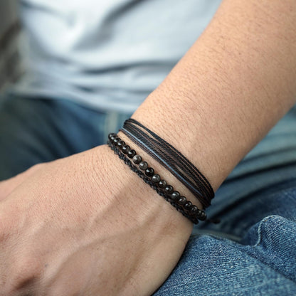 Mezcla Vida Handmade Natural Stone Beaded Healing Bracelet Gift for Men Adjustable Rope String Bracelet