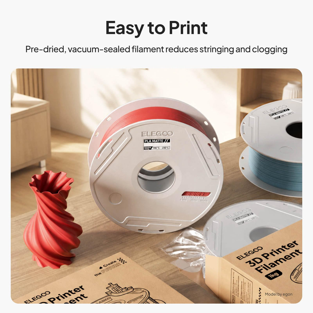 ELEGOO Matte PLA 3D Printer Filament 1.75mm Navy Blue 1KG