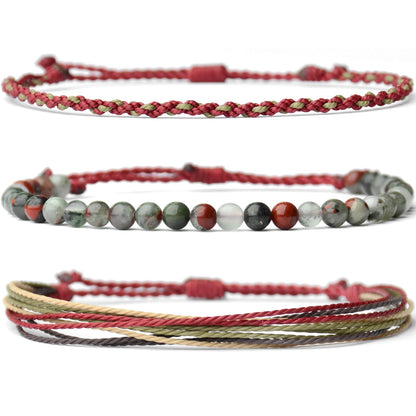 Mezcla Vida Handmade Natural Stone Beaded Healing Bracelet Gift for Men Adjustable Rope String Bracelet
