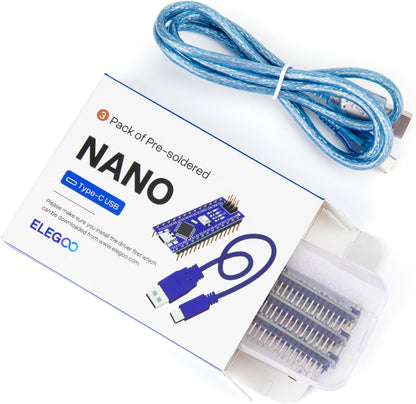 ELEGOO Presoldered Nano Board USB-C with Cable Compatible with Arduino 3PC
