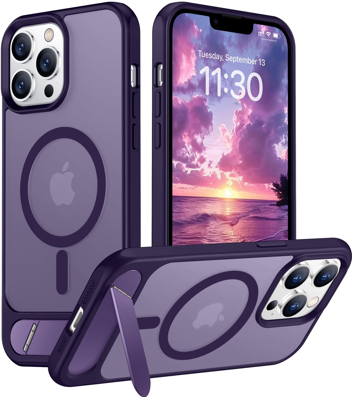 Temdan Magnetic Compatible with iPhone 16 Pro Max Case, [Built-in Invisible Kickstand][Compatible with MagSafe] [Military Grade Shockproof] Slim Translucent Matte Phone Case for iPhone 16 Pro Max 6.9"