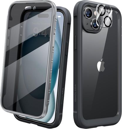 Diaclara Designed for iPhone 15 Plus Case 6.7 Inch, Full-Body Clear Bumper Cases w/Built-in Screen Protector, 360 Protective Rugged Case + Glass Camera Lens Protector,Mint Green